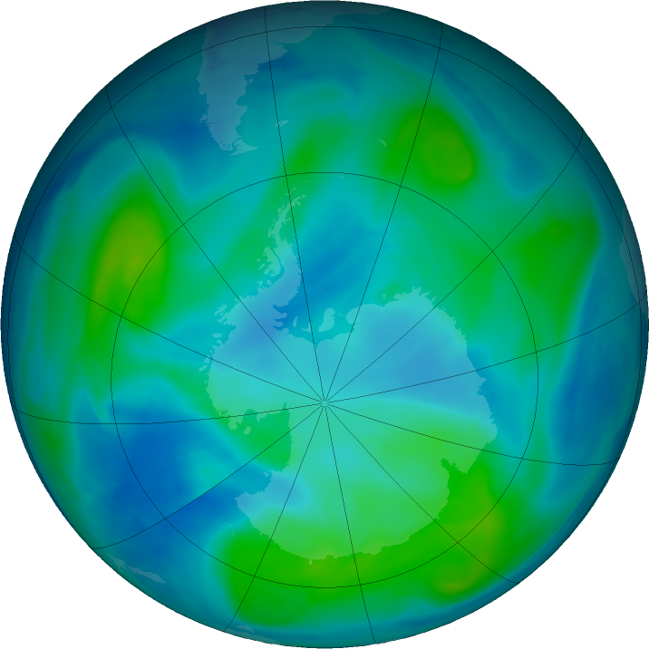 Antarctic ozone map for 24 February 2017